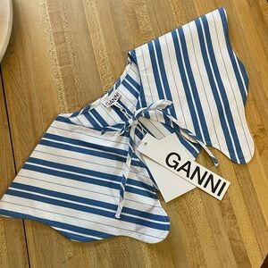 GANNI Blue Striped Cape